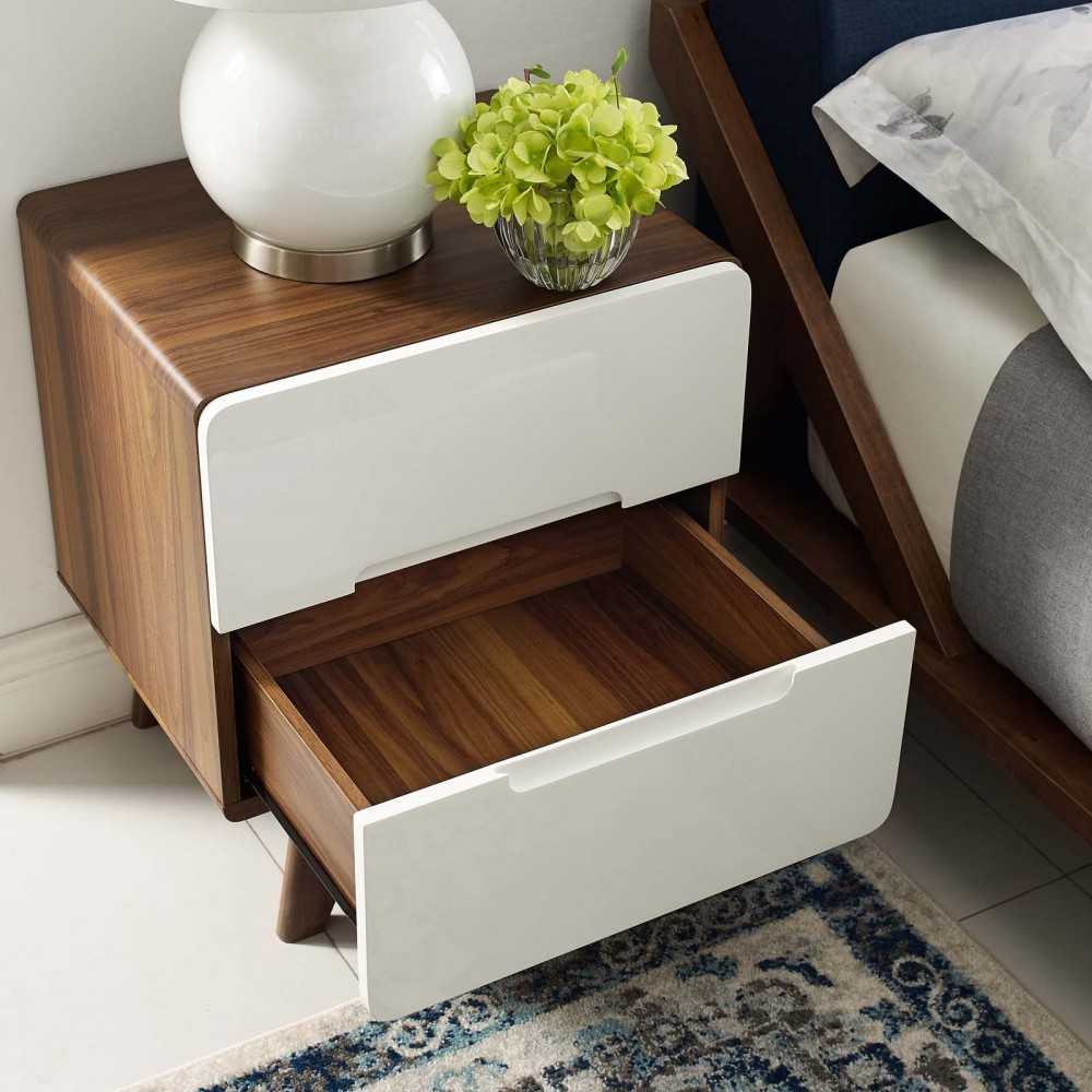 Origin Wood Nightstand or End Table, Walnut White