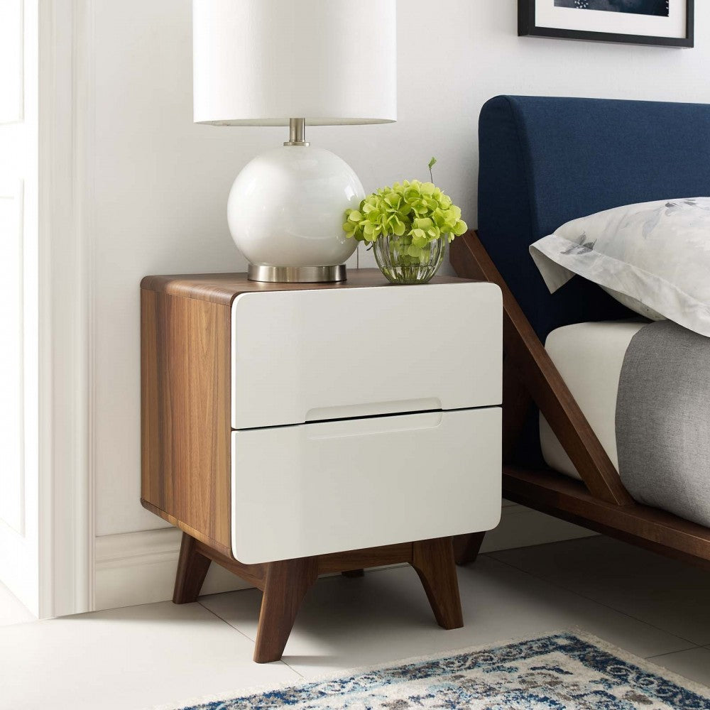 Origin Wood Nightstand or End Table, Walnut White