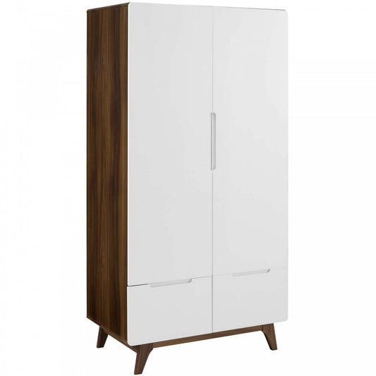 Origin Wood Wardrobe Cabinet, Walnut White