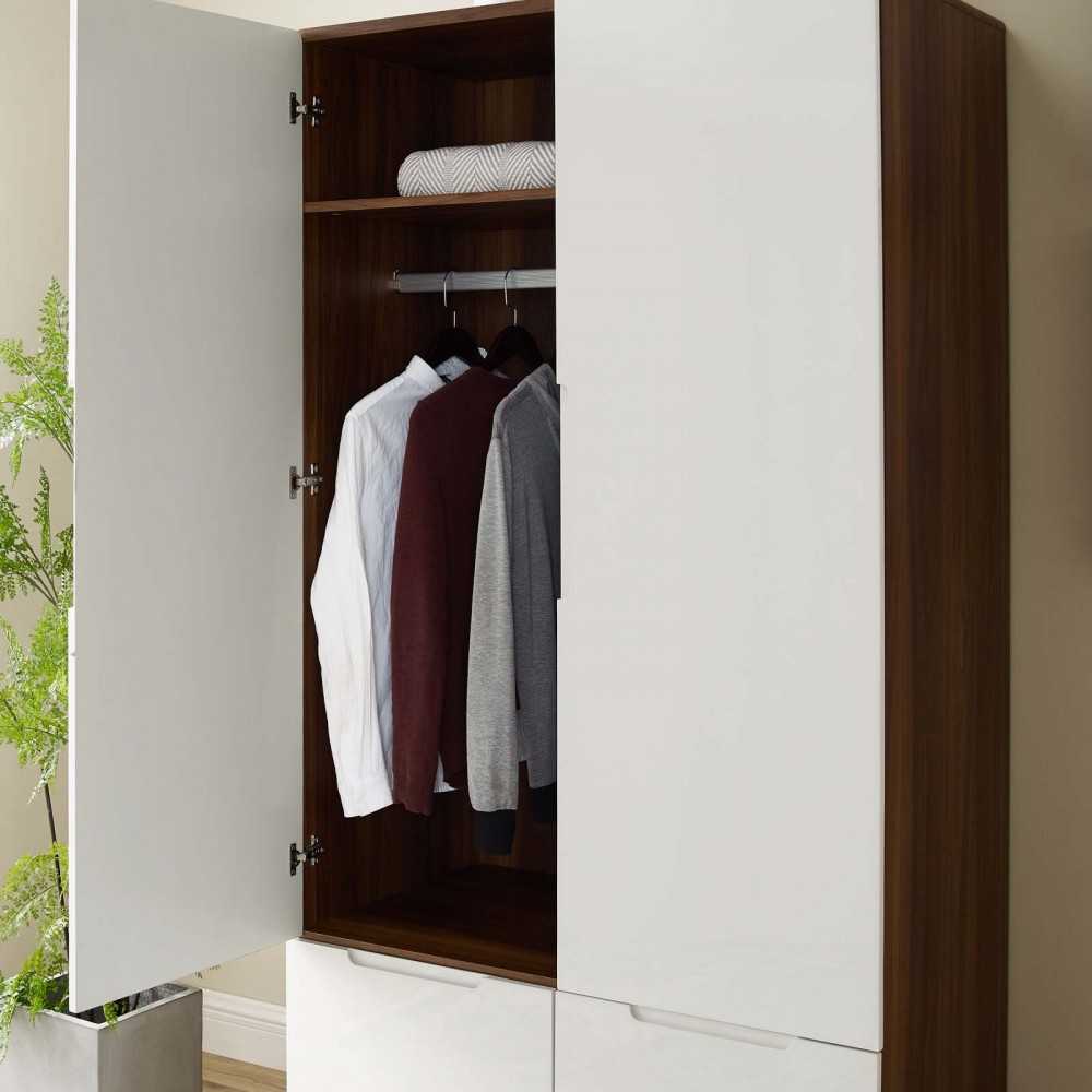 Origin Wood Wardrobe Cabinet, Walnut White