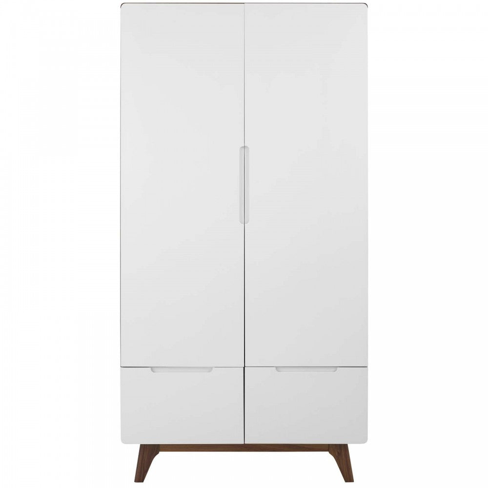 Origin Wood Wardrobe Cabinet, Walnut White