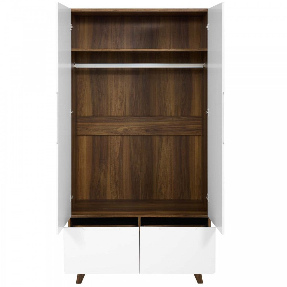 Origin Wood Wardrobe Cabinet, Walnut White