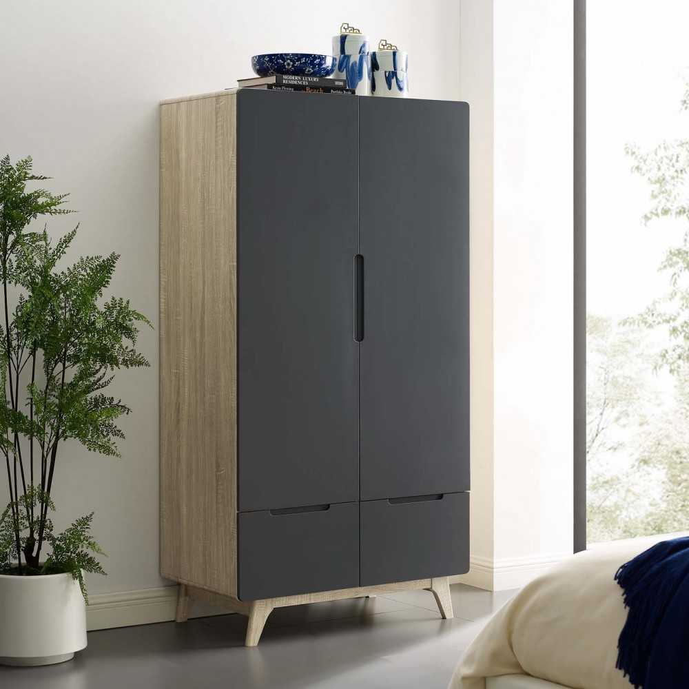 Origin Wood Wardrobe Cabinet, Natural Gray