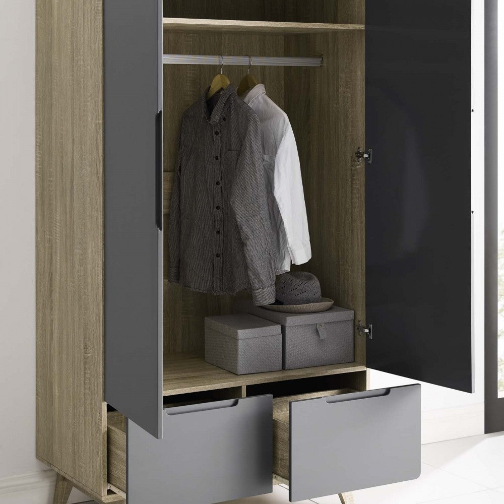 Origin Wood Wardrobe Cabinet, Natural Gray