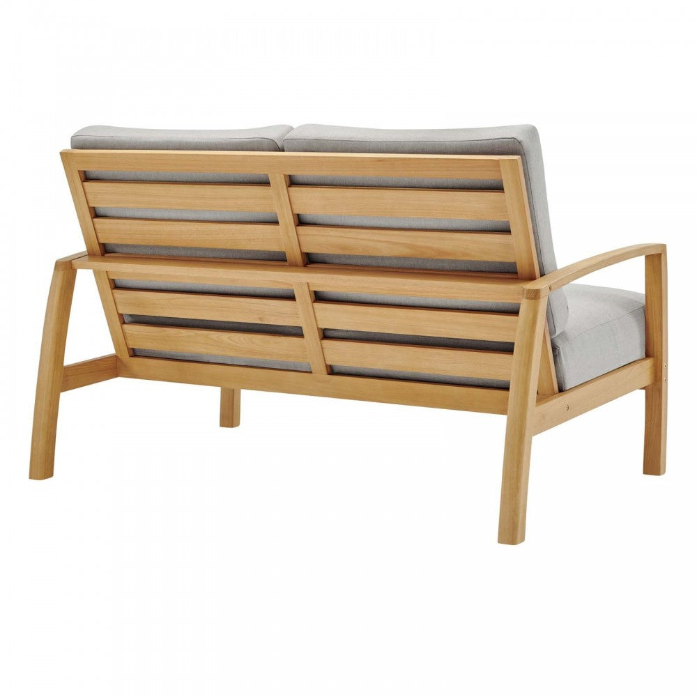 Orlean 4 Piece Outdoor Patio Eucalyptus Wood Set, Natural Light Gray, EEI-3831-NAT-LGR-SET
