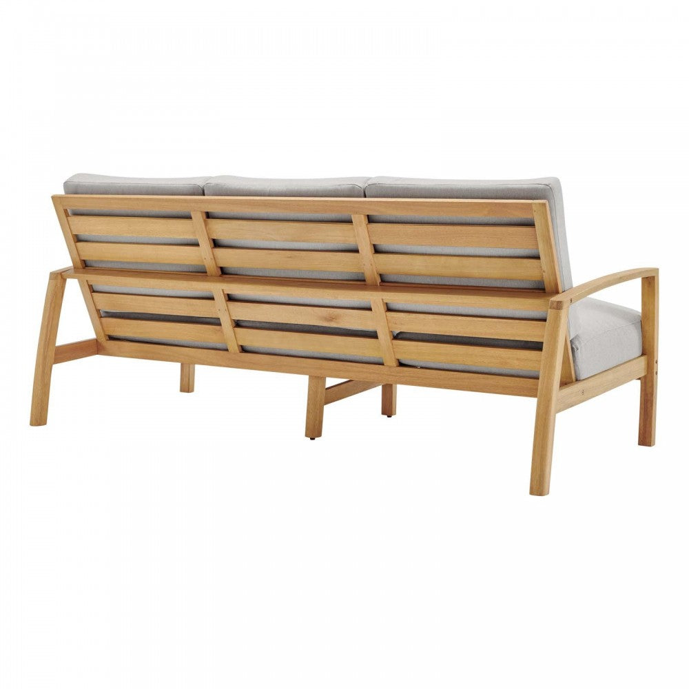 Orlean 4 Piece Outdoor Patio Eucalyptus Wood Set, Natural Light Gray, EEI-3831-NAT-LGR-SET