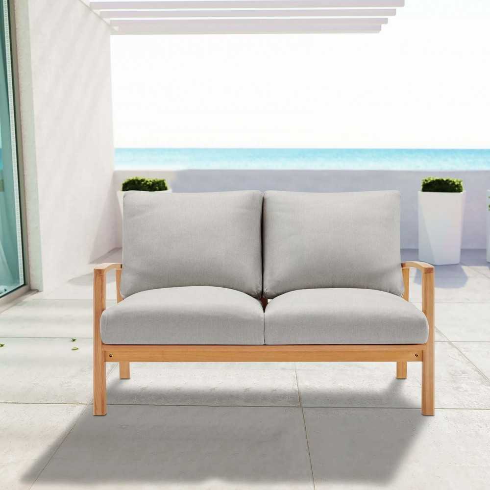 Orlean Outdoor Patio Eucalyptus Wood Loveseat