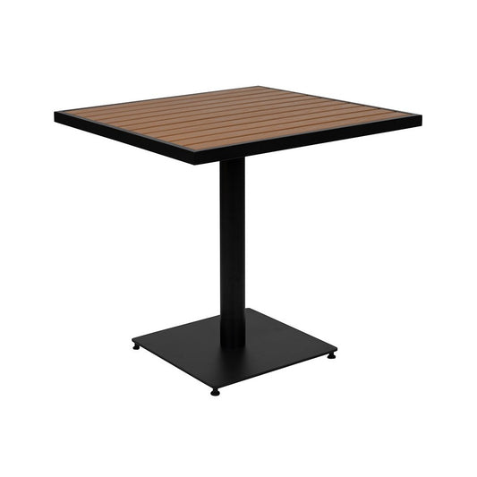 Outdoor Patio Bistro Dining Table with Faux Teak Poly Slats, 30" Square