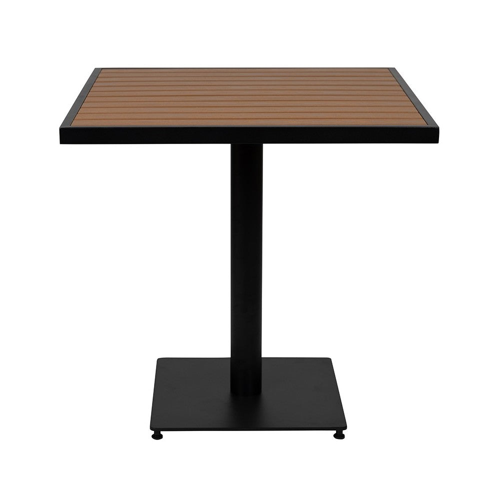 Outdoor Patio Bistro Dining Table with Faux Teak Poly Slats, 30" Square