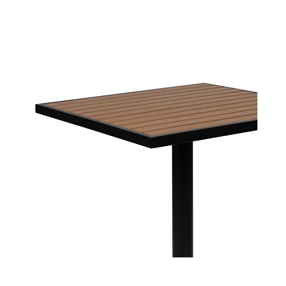 Outdoor Patio Bistro Dining Table with Faux Teak Poly Slats, 30" Square