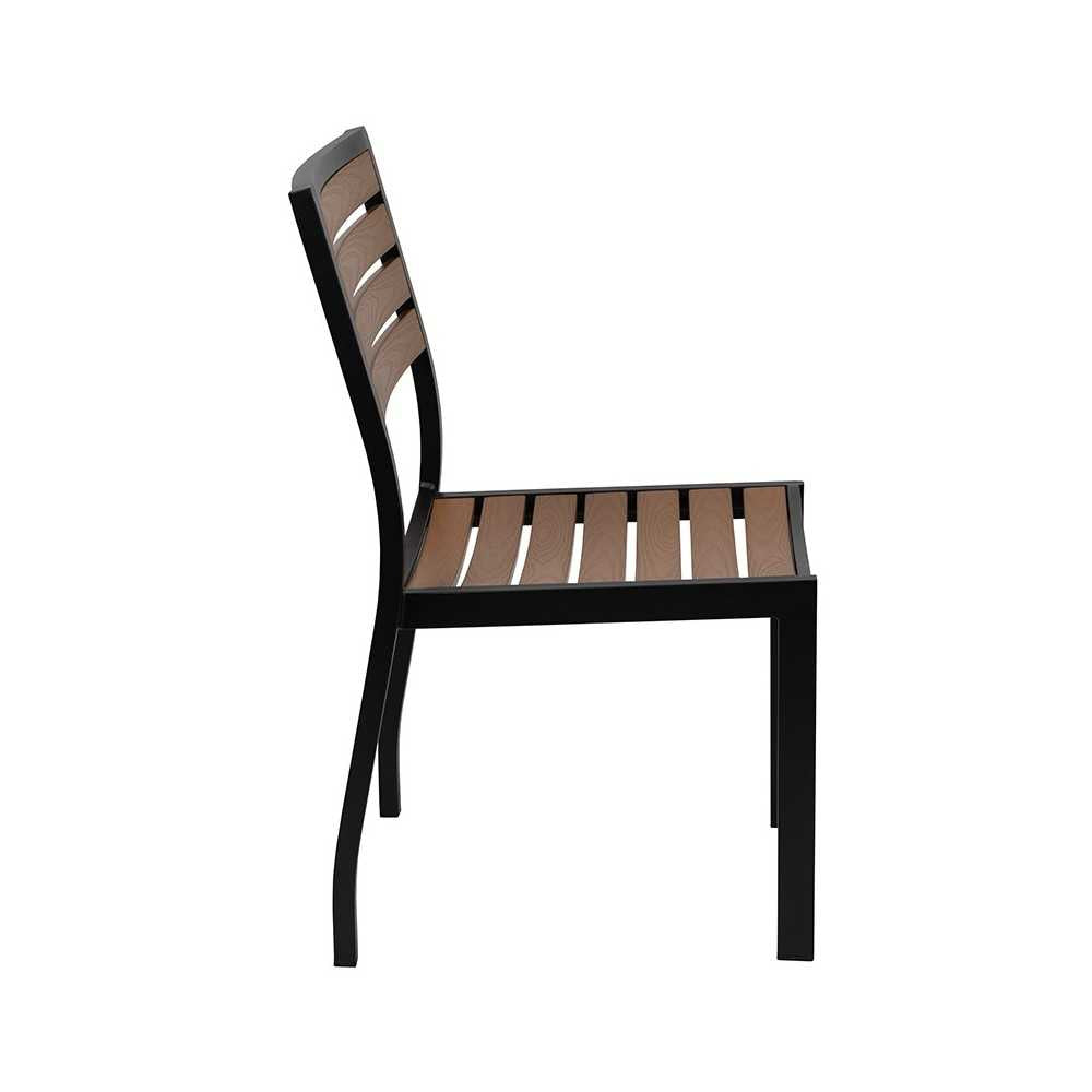 Outdoor Side Chair with Faux Teak Poly Slats