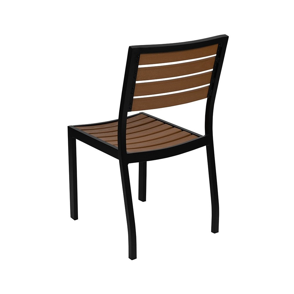 Outdoor Side Chair with Faux Teak Poly Slats
