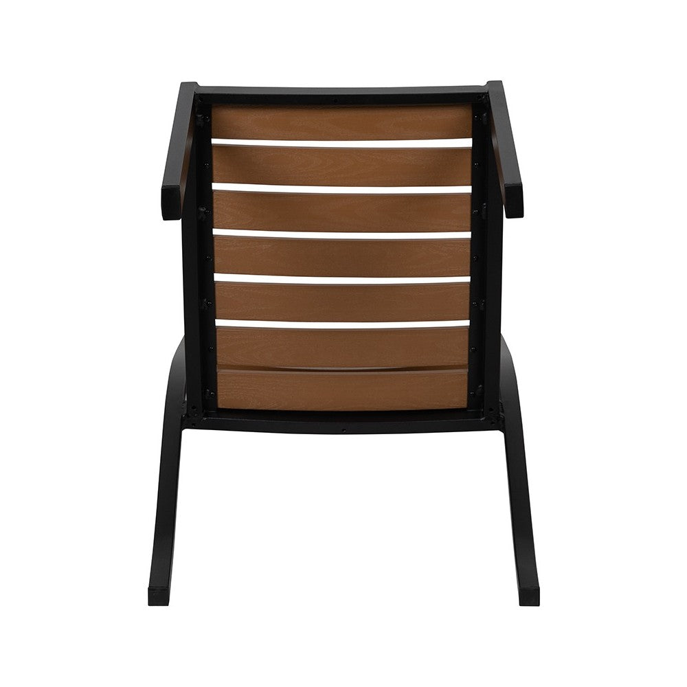 Outdoor Side Chair with Faux Teak Poly Slats