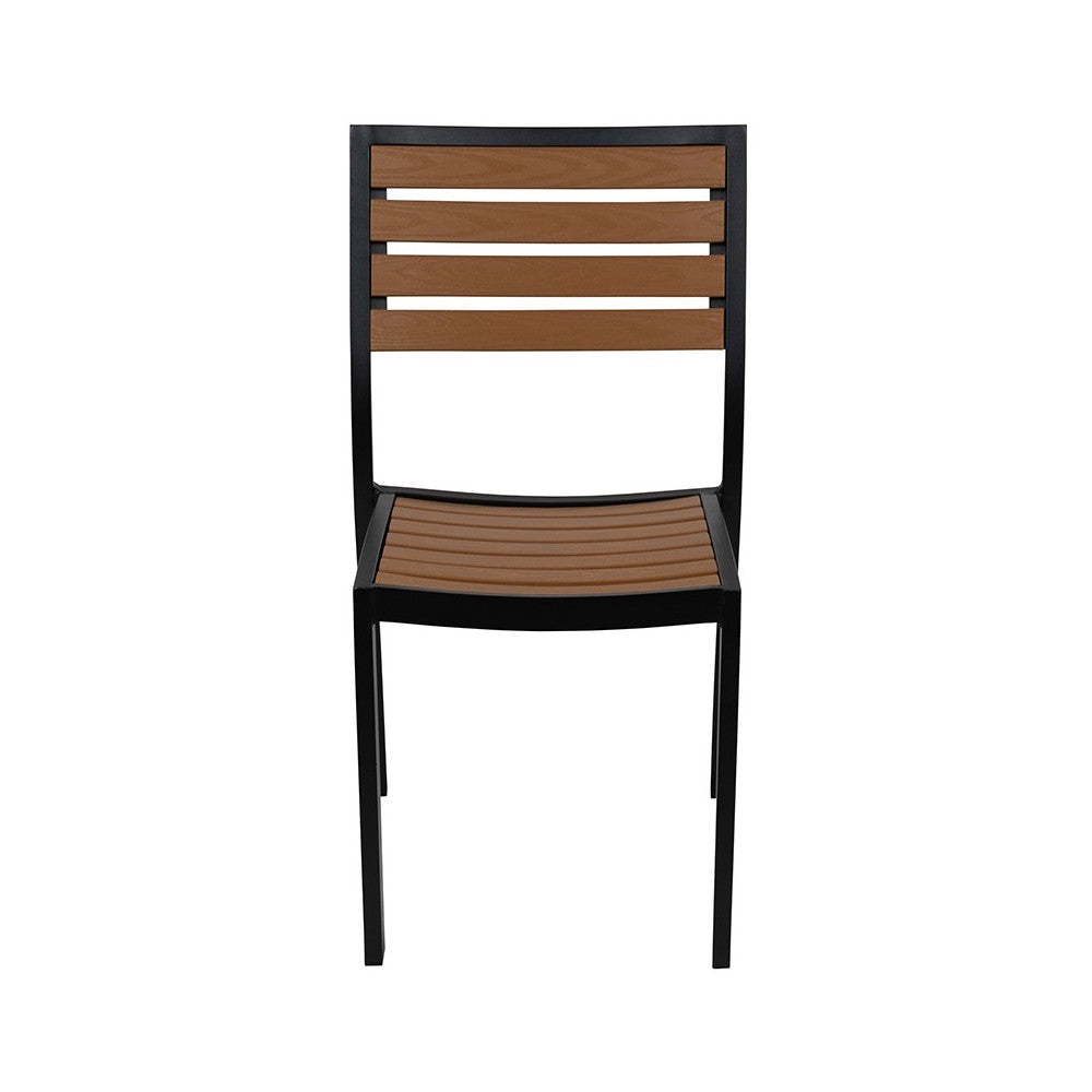 Outdoor Side Chair with Faux Teak Poly Slats