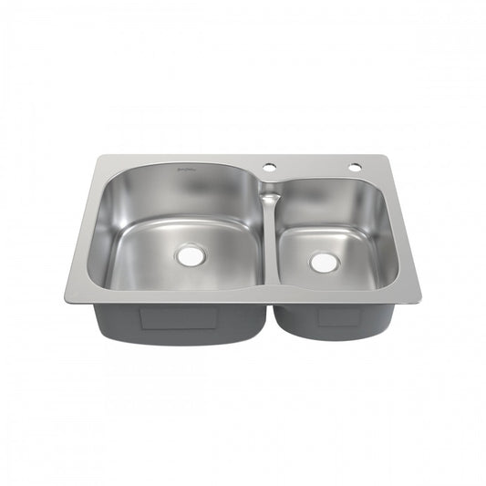 Ouvert 33 x 22 Stainless Steel, Dual Basin, Top-Mount Kitchen Sink