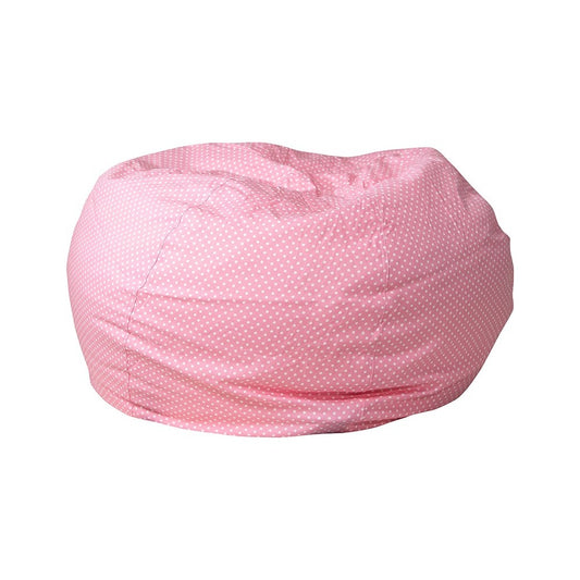 Oversized Light Pink Dot Bean Bag Chair for Kids and Adults