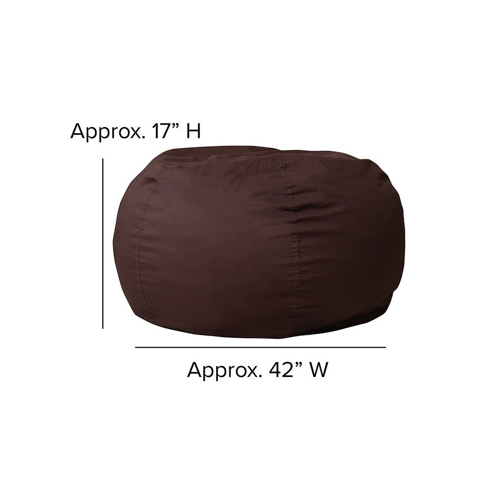 Oversized Solid Brown Bean Bag Chair for Kids and Adults