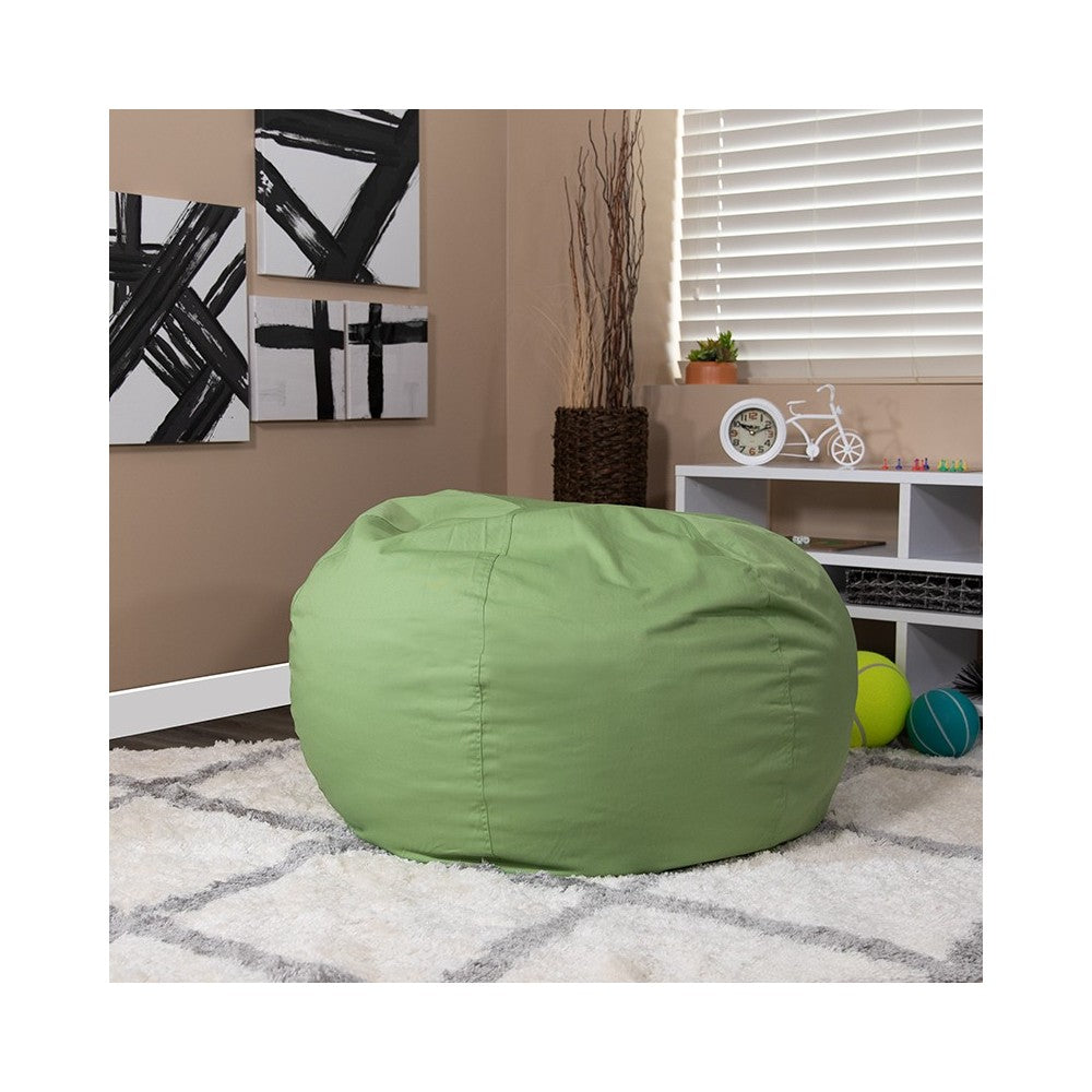 Oversized Solid Green Bean Bag Chair for Kids and Adults