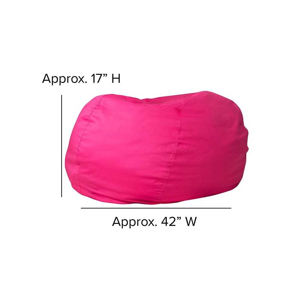 Oversized Solid Hot Pink Bean Bag Chair for Kids and Adults