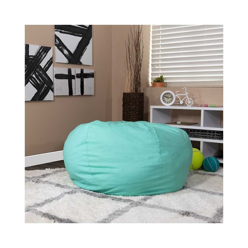 Oversized Solid Mint Green Bean Bag Chair for Kids and Adults