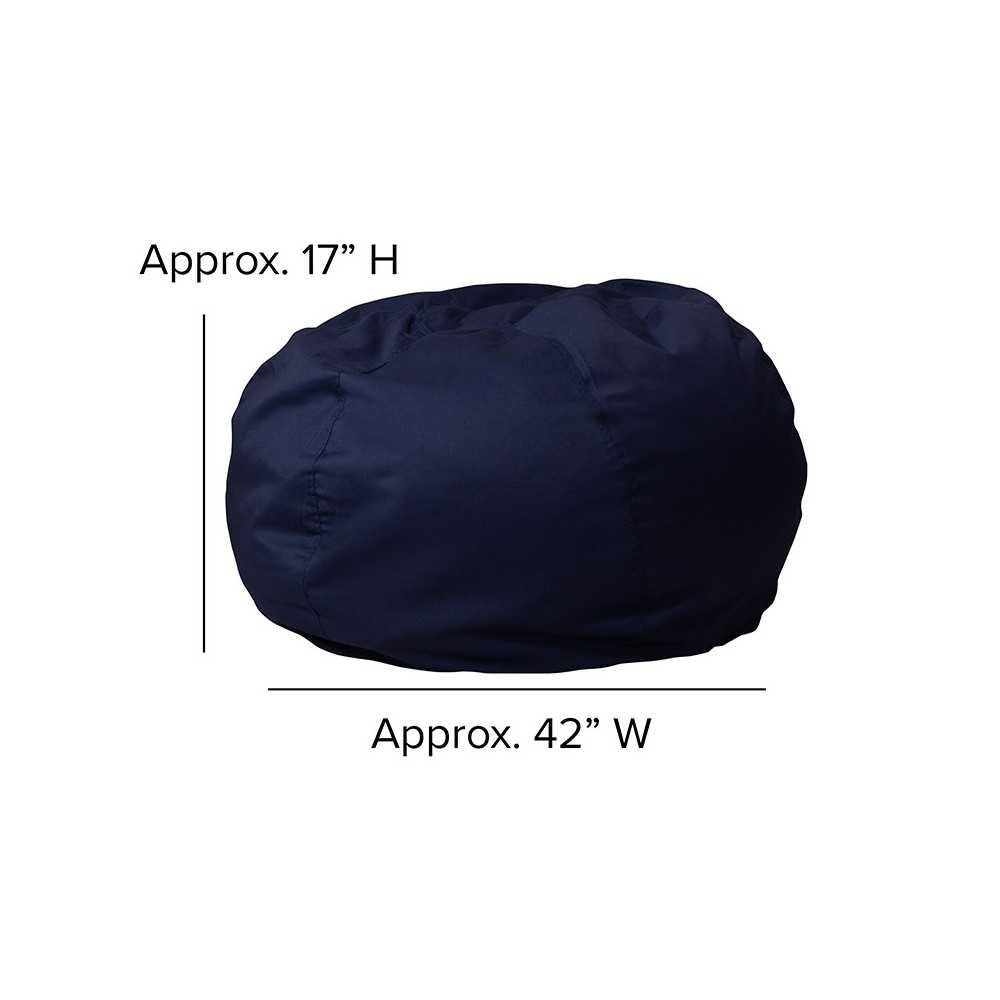 Oversized Solid Navy Blue Bean Bag Chair for Kids and Adults