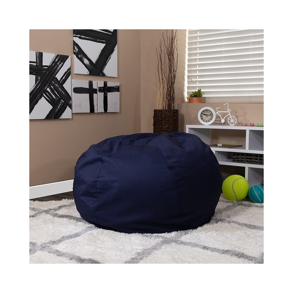 Oversized Solid Navy Blue Bean Bag Chair for Kids and Adults