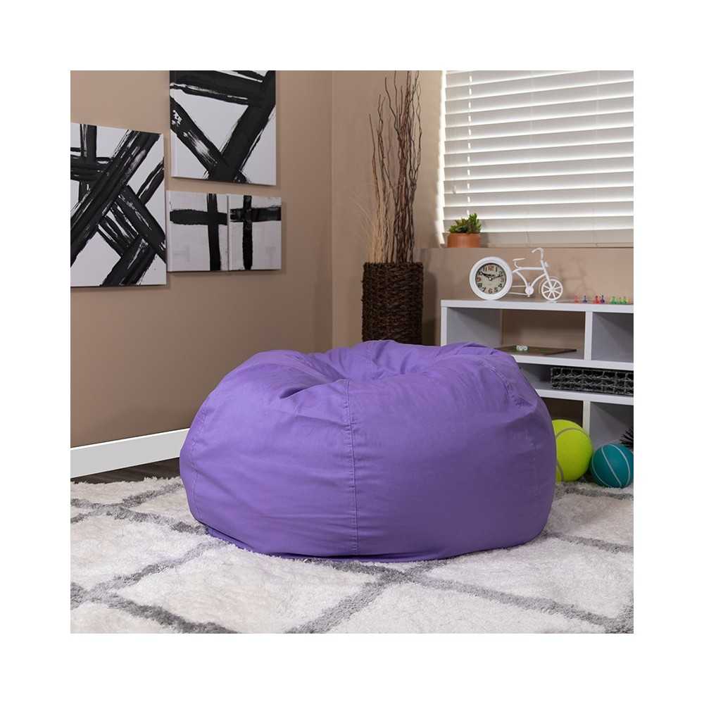 Oversized Solid Purple Bean Bag Chair for Kids and Adults