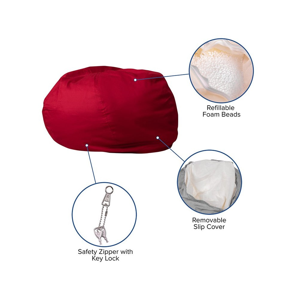 Oversized Solid Red Bean Bag Chair for Kids and Adults
