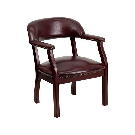Oxblood Vinyl Luxurious Conference Chair with Accent Nail Trim