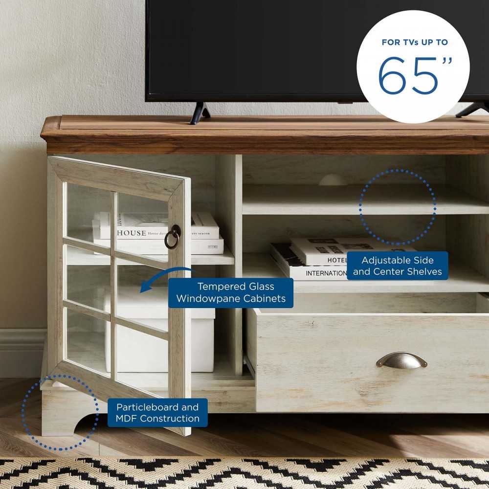 Pacific 59" TV Stand, Walnut White