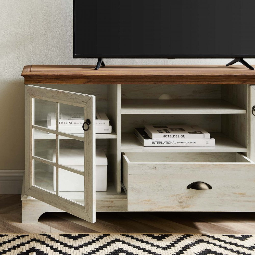 Pacific 59" TV Stand, Walnut White
