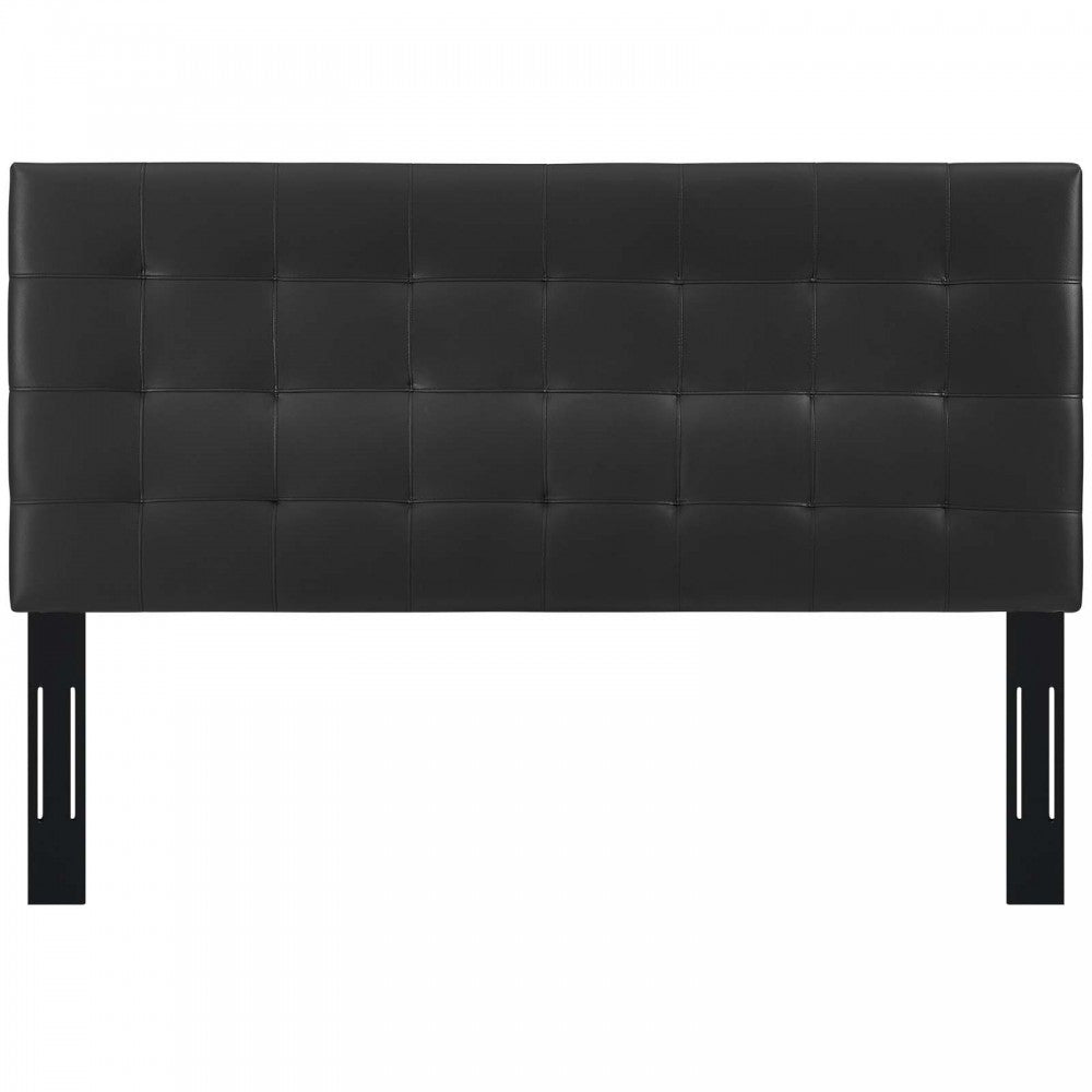 Paisley Tufted Full / Queen Upholstered Faux Leather Headboard, Black