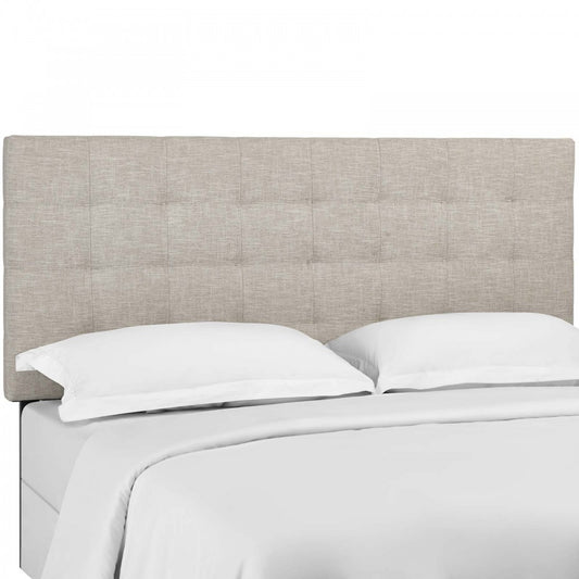 Paisley Tufted Full / Queen Upholstered Linen Fabric Headboard, Beige