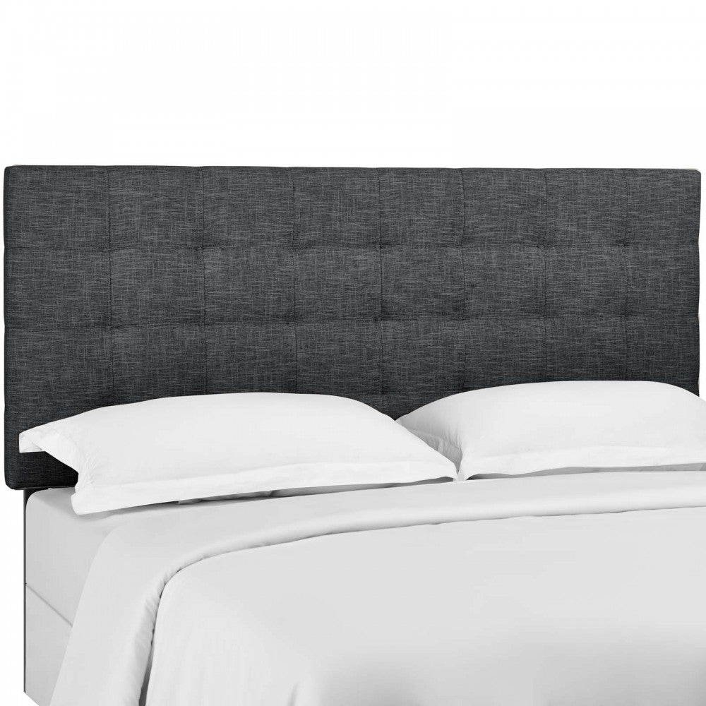 Paisley Tufted Full / Queen Upholstered Linen Fabric Headboard, Gray