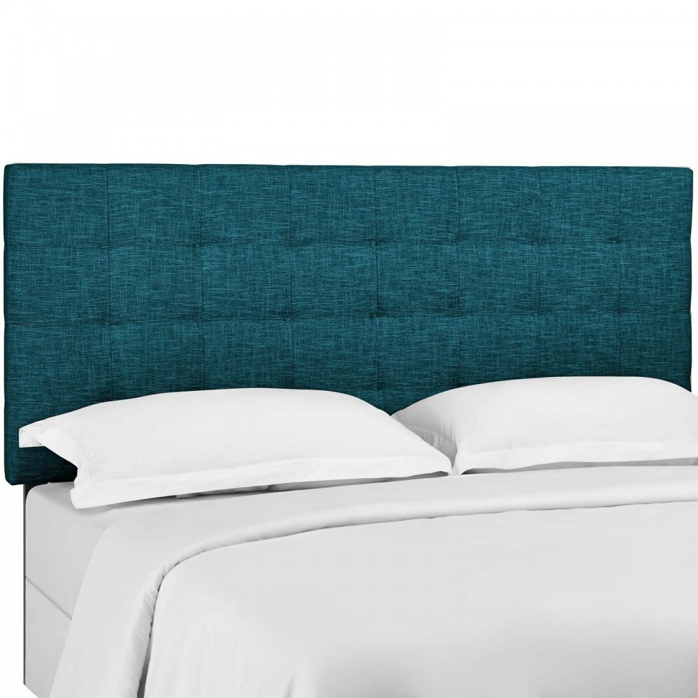 Paisley Tufted Full / Queen Upholstered Linen Fabric Headboard, Teal