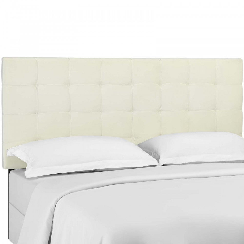 Paisley Tufted Full / Queen Upholstered Performance Velvet Headboard, Ivory