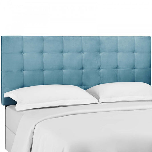 Paisley Tufted Full / Queen Upholstered Performance Velvet Headboard, Sea Blue