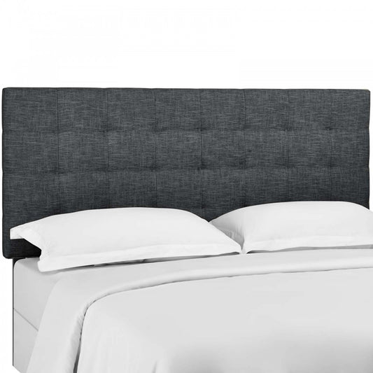 Paisley Tufted King and California King Upholstered Linen Fabric Headboard, Gray