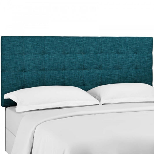 Paisley Tufted King and California King Upholstered Linen Fabric Headboard, Teal