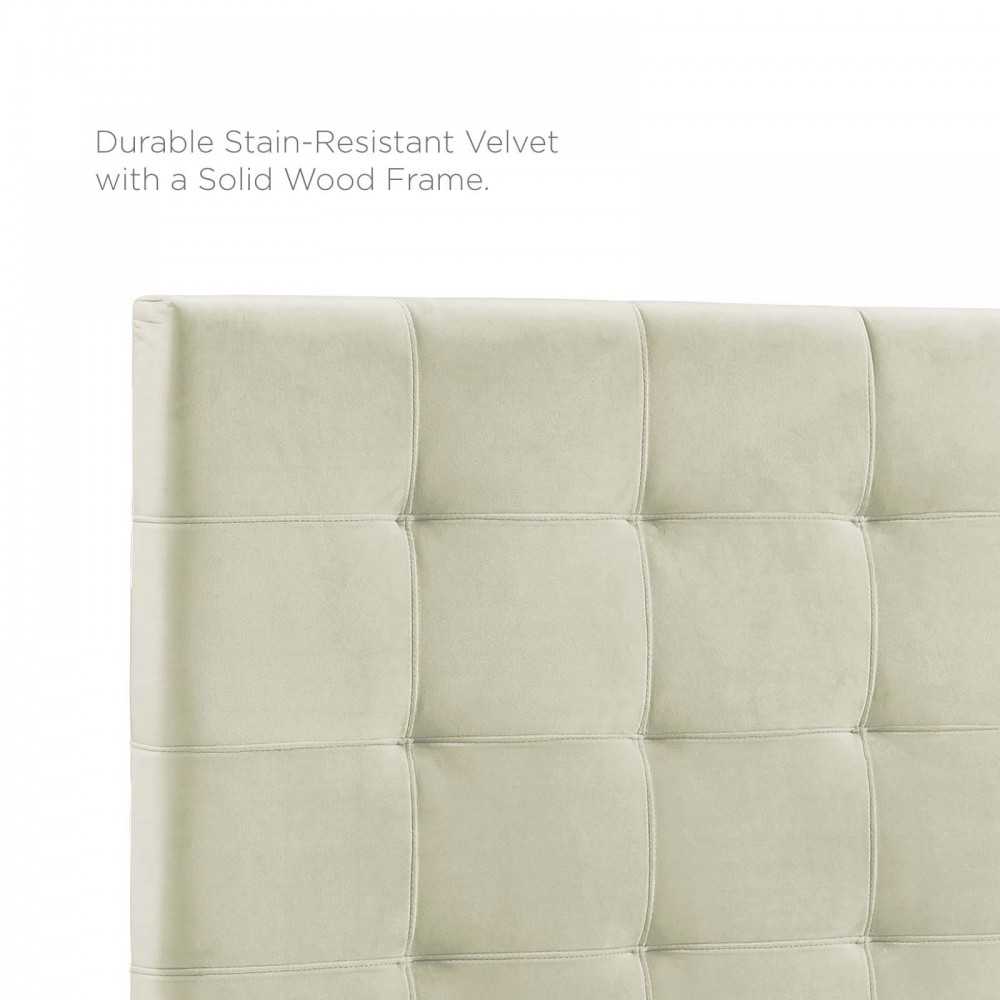 Paisley Tufted King and California King Upholstered Performance Velvet Headboard, Ivory