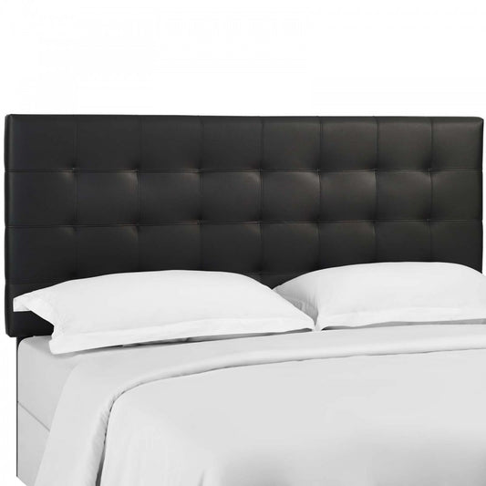 Paisley Tufted Twin Upholstered Faux Leather Headboard, Black