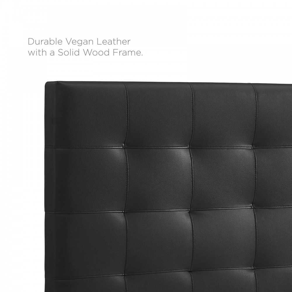 Paisley Tufted Twin Upholstered Faux Leather Headboard, Black