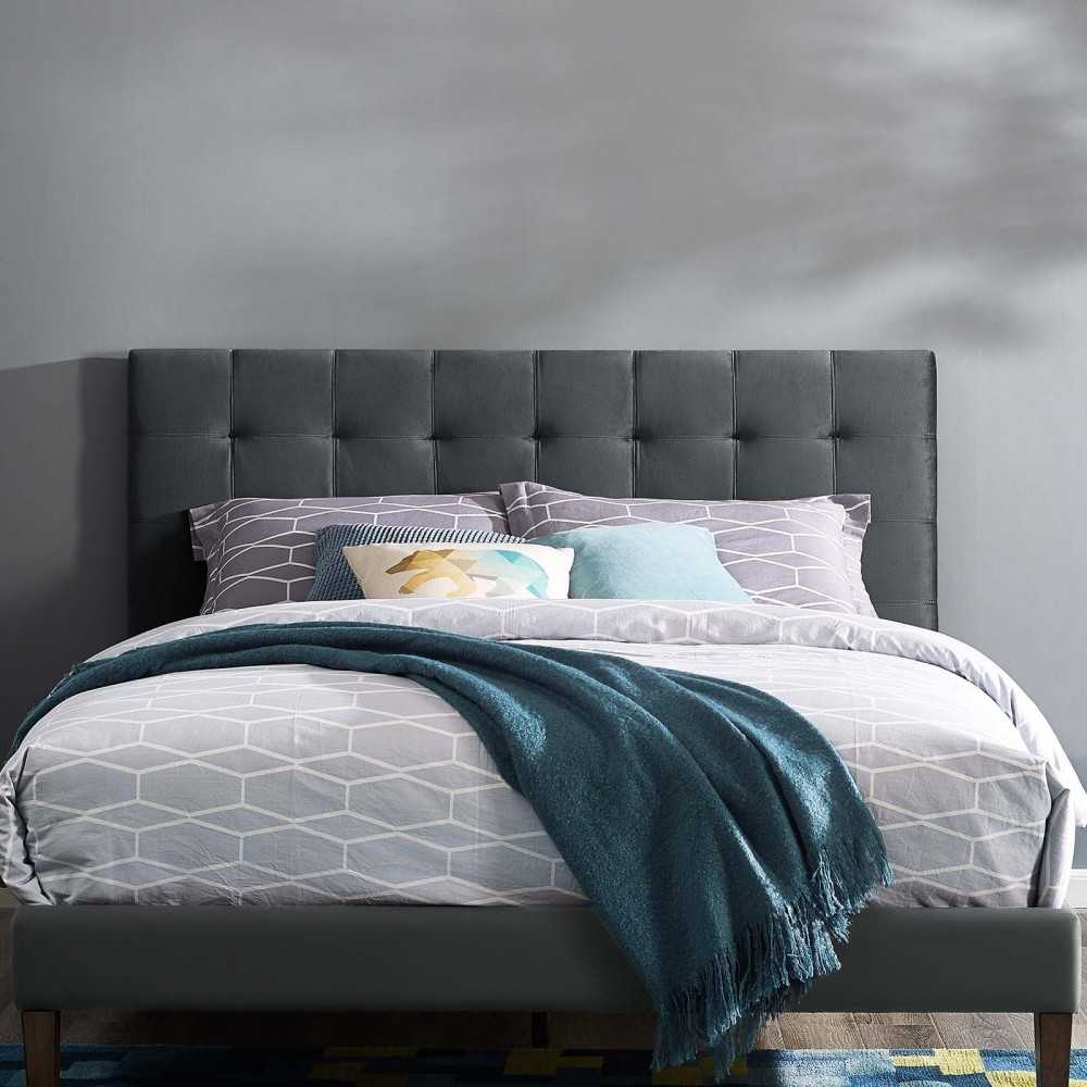 Paisley Tufted Twin Upholstered Performance Velvet Headboard, Gray