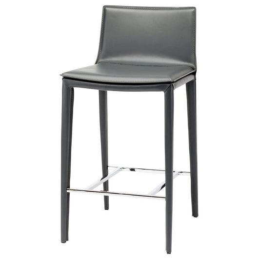 Palma Dark Gray Leather Counter Stool