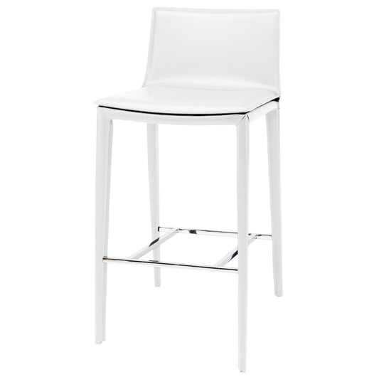 Palma White Leather Bar Stool