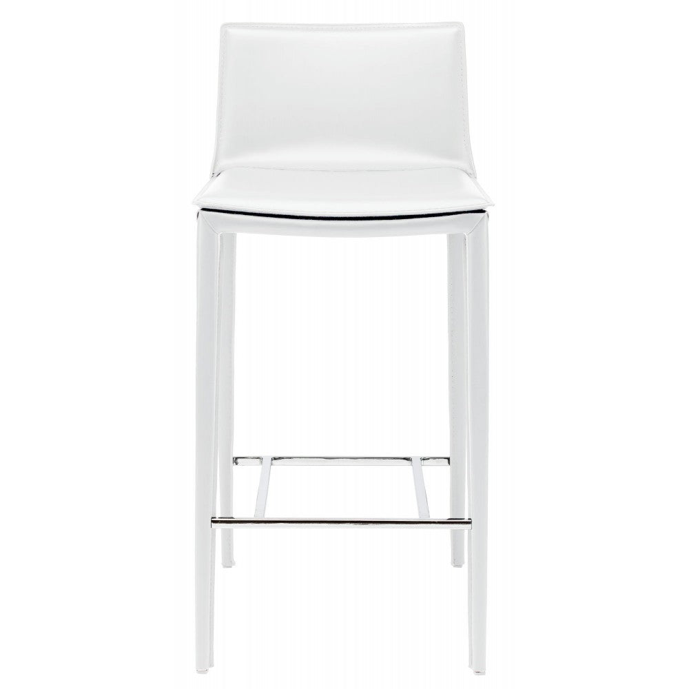 Palma White Leather Bar Stool