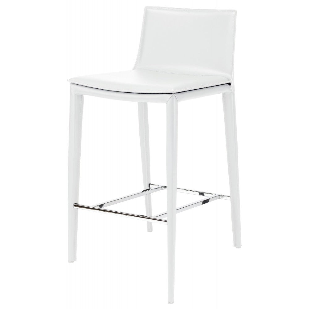 Palma White Leather Bar Stool