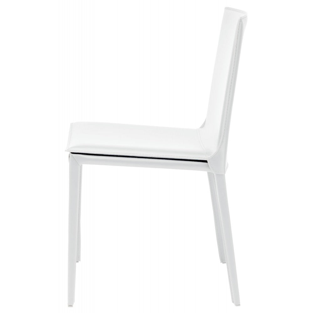Palma White Leather Dining Chair