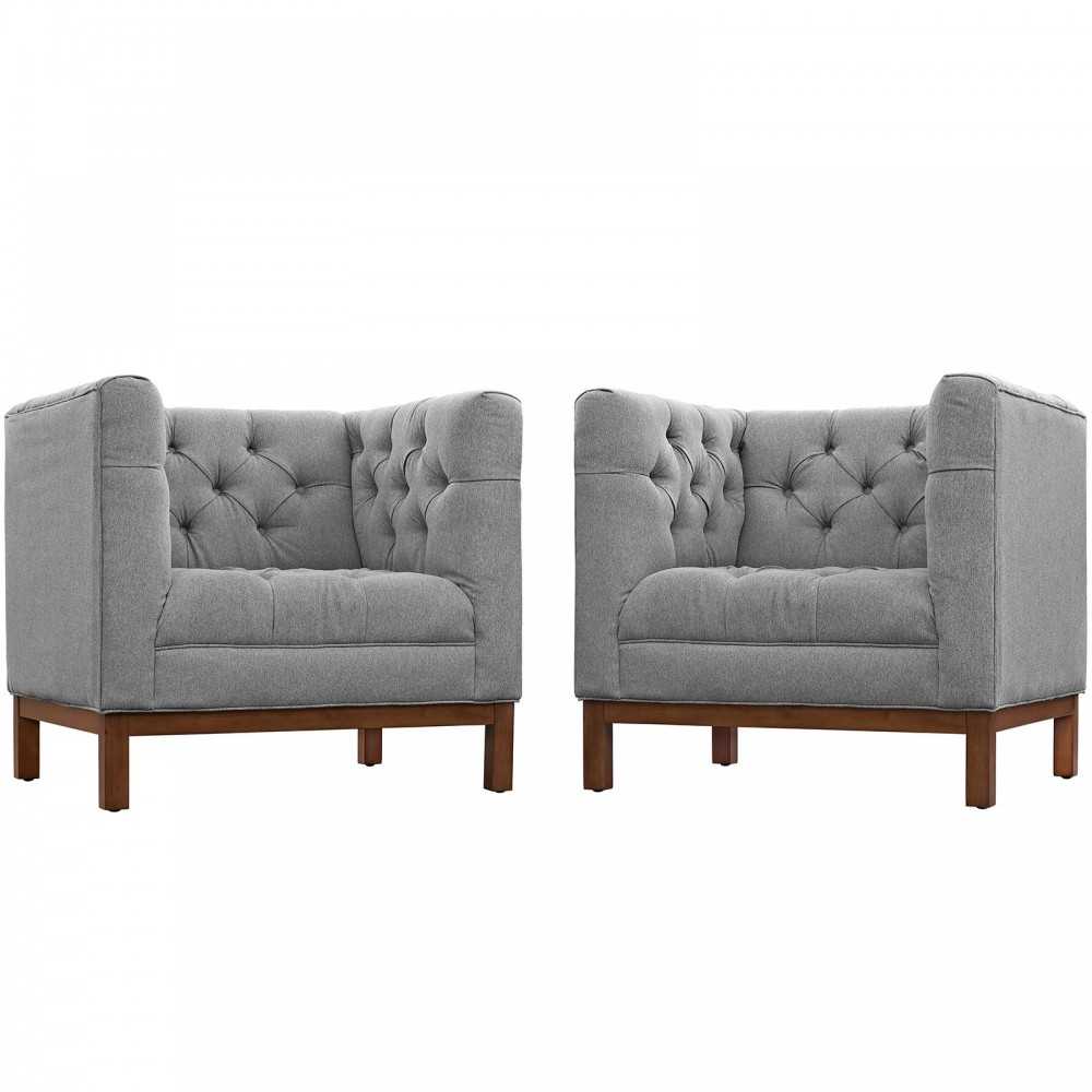 Panache Living Room Set Upholstered Fabric Set of 2, Expectation Gray