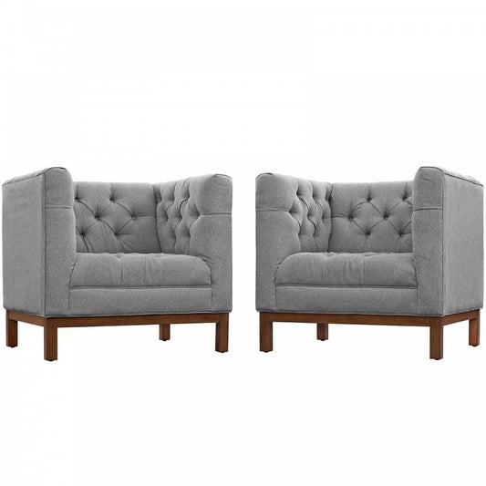 Panache Living Room Set Upholstered Fabric Set of 2, Expectation Gray